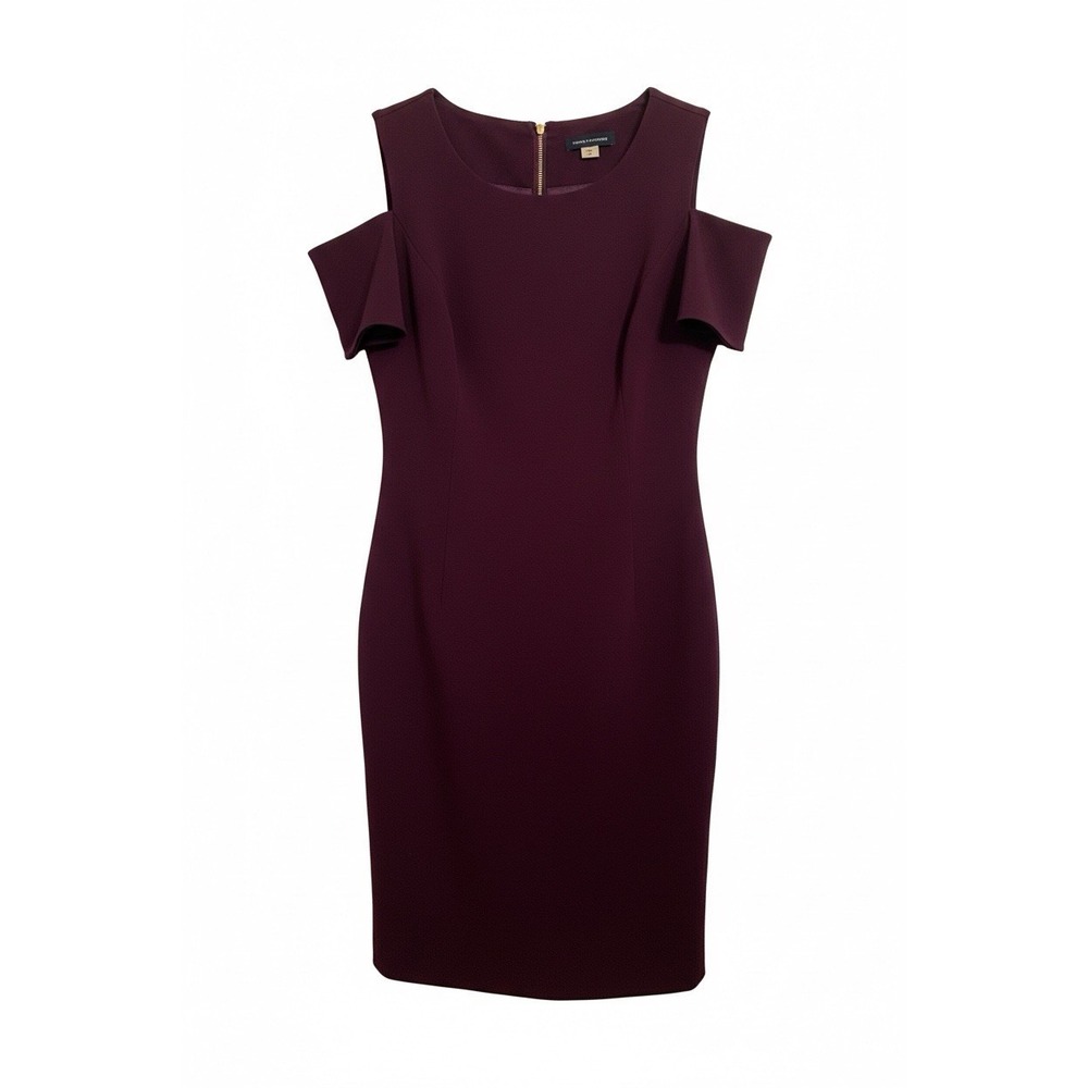 Tommy Hilfiger Dress Size 8 Plum/Eggplant Cold Shoulder Sheath Knee Length